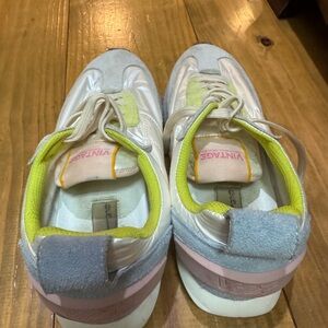 Vintage Havana White Sneakers with Pastel Pink, Light Blue and Lime Accents